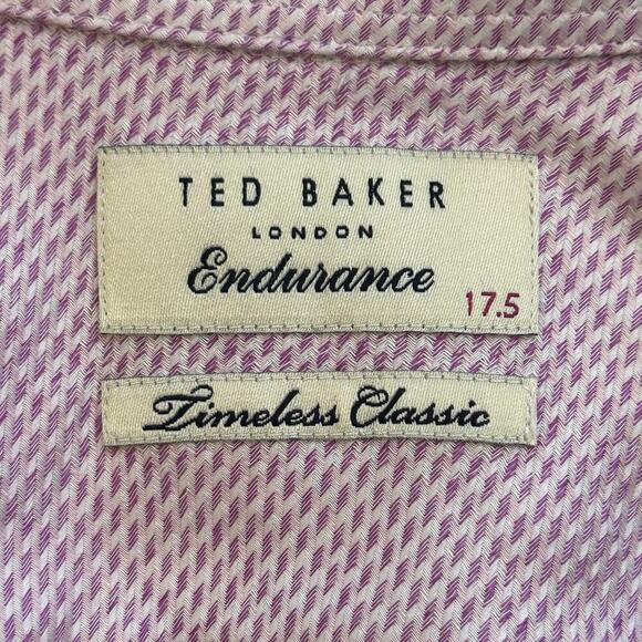 Ted Baker mens purple /pink long sleeve button up endurance shirt size 17.5 - Picture 6 of 13